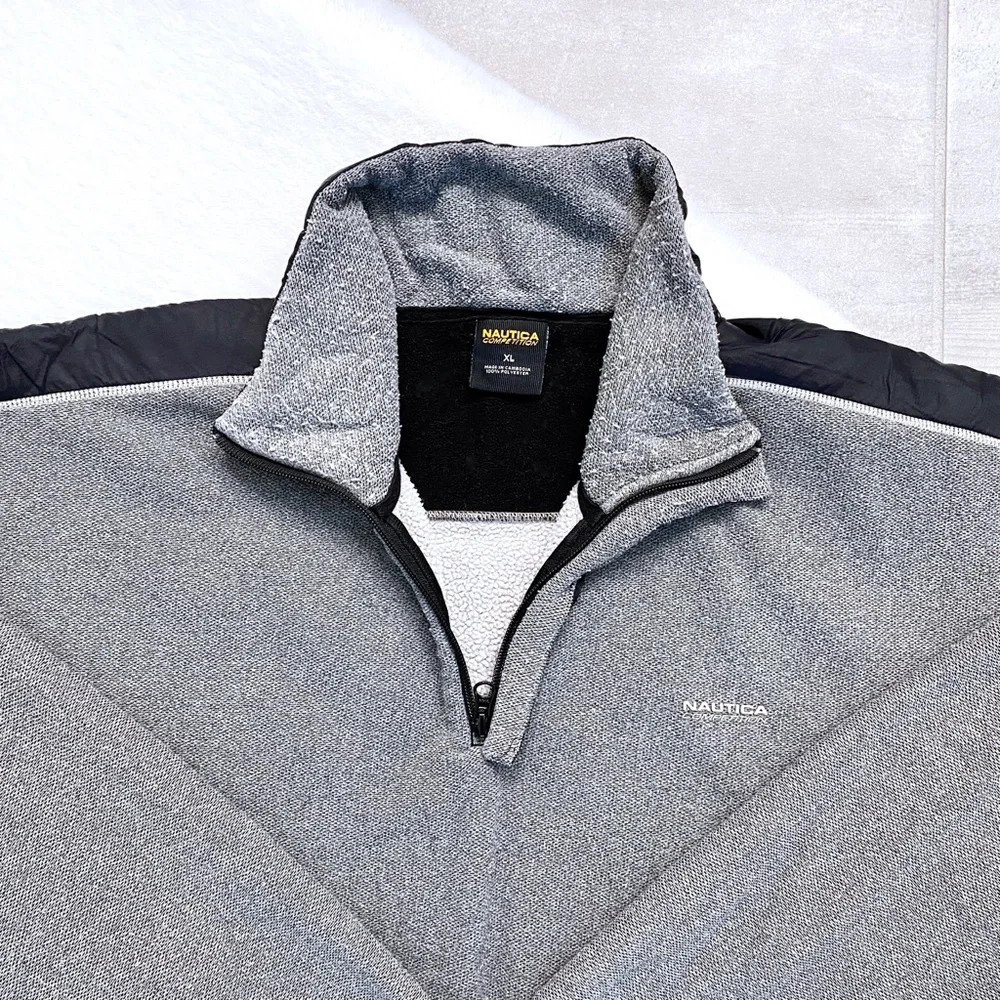 NAUTICA COMPETITION Gray and Black Half - Zip Top